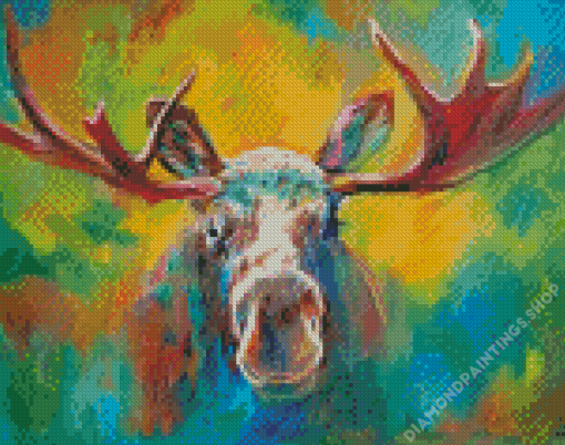 Colorful Abstract Moose Head diamond painting
