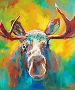 Colorful Abstract Moose Head diamond painting