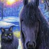 Black Cat And Horse Diamond Paintings