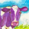 Purple Cute Cow Diamond Paintings