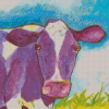 Purple Cute Cow Diamond Paintings