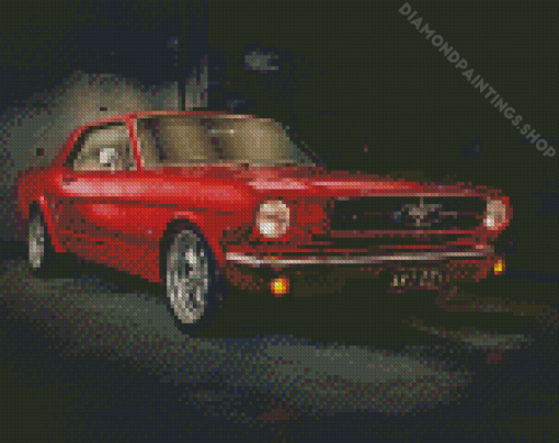 Red 64 Ford Mustang Diamond Paintings