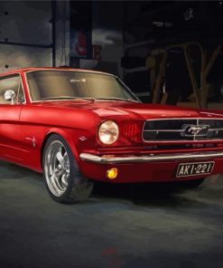 Red 64 Ford Mustang Diamond Paintings