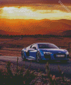 Blue Audi A4 On Road diamond painting