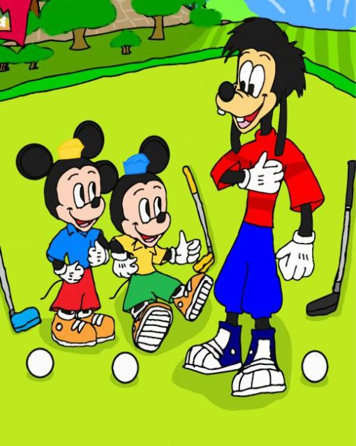 Mickey Mouse Learning Golf diamond painting
