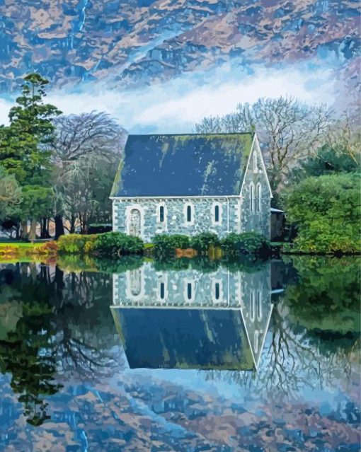 St Finbarrs Irish Oratory Water Reflection diamond painting