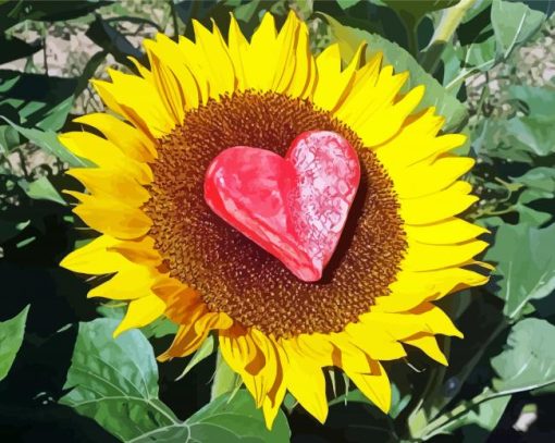 Sunflower Heart Love diamond painting