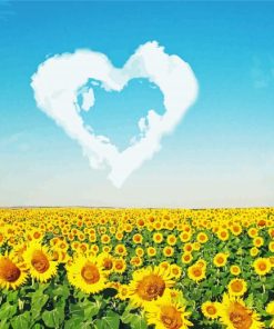 Sunflowers And Heart Cloud diamond painting