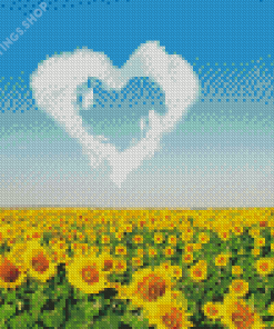Sunflowers And Heart Cloud diamond painting