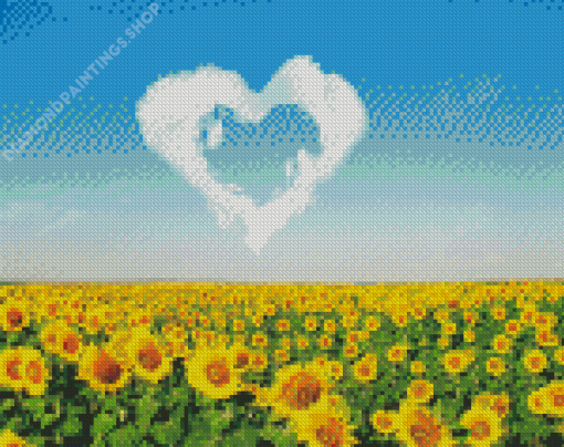 Sunflowers And Heart Cloud diamond painting