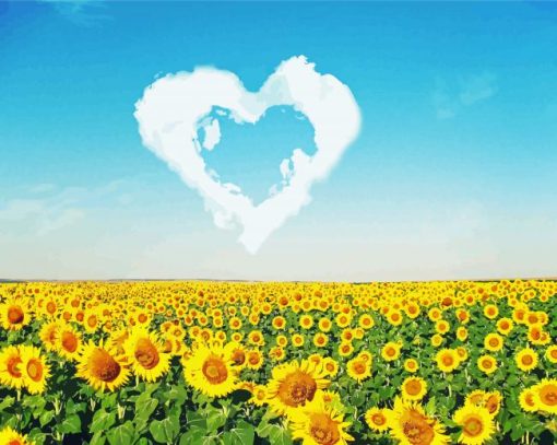 Sunflowers And Heart Cloud diamond painting