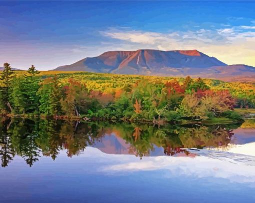 Autumn Mount Katahdin diamond painting