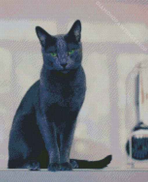 Beautiful Russian Grey Cat diamond painting