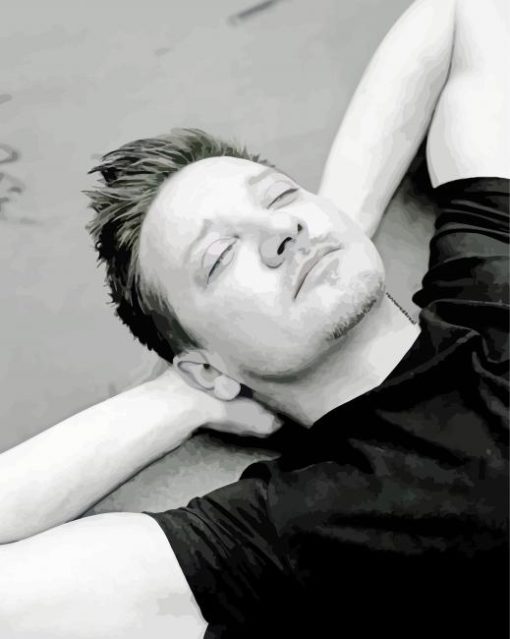 Black And White Actor Jeremy Renner diamond painting