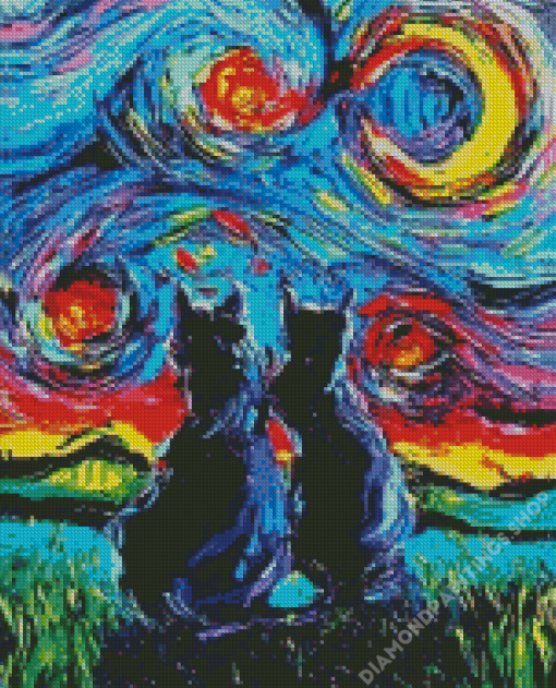 Cats Van Gogh diamond painting