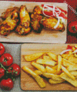 Chicken Wings With Fries diamond painting