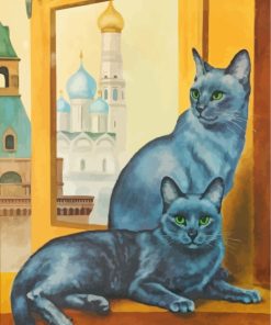 Cute Russian Blue Cats diamond painting