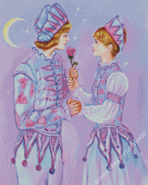Harlequin Giving A Rose diamond painting