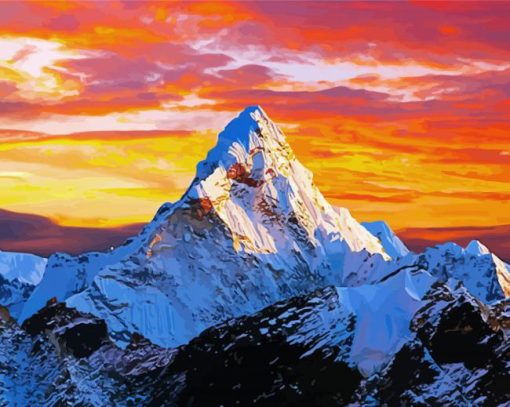 Snowy Mountain Landscape diamond painting