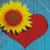 Sunflower And Red Heart diamond painting