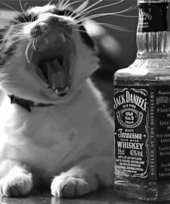 White Cat With Jack Daniels diamond painting