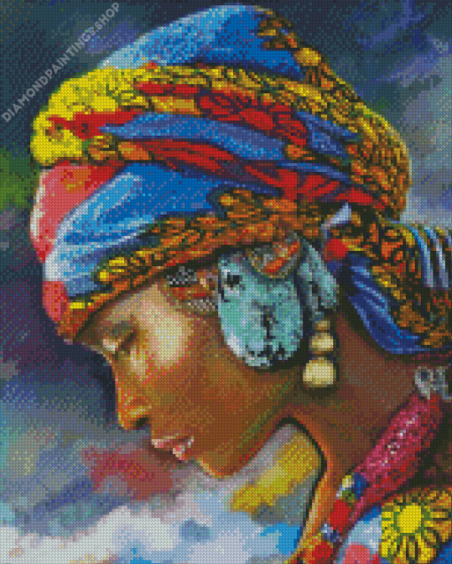 Abstract Lady With African Headdress diamond painting