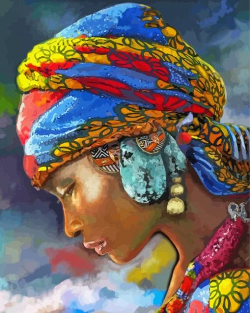 Abstract Lady With African Headdress diamond painting