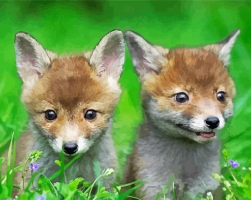 Baby Foxes diamond painting