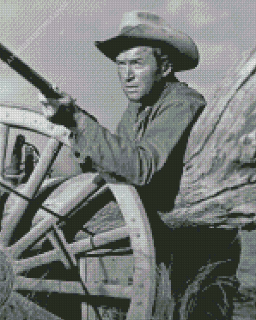 Black And White Jimmy Stewart Cowboy diamond painting