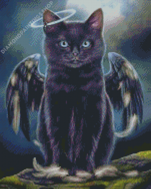 Black Angel Cat diamond painting