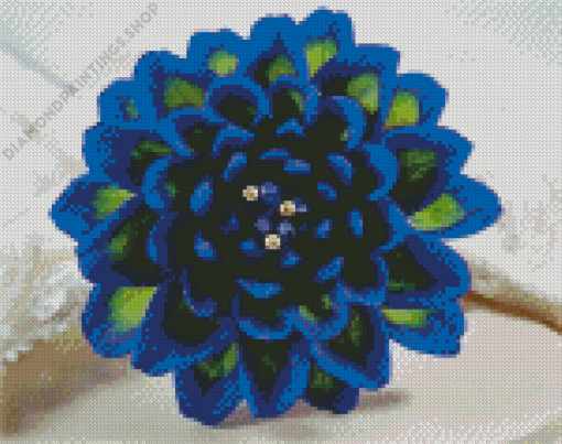 Blue Dahlia Flowers diamond painting