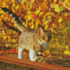 Cat And Leaves diamond painting