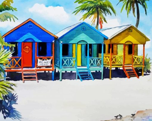 Colorful Beach Houses diamond painting