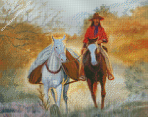 Cowboy In Arizona Art Illustration diamond painting
