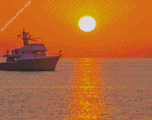 Cruise Ship In Sunset diamond painting