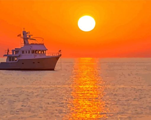 Cruise Ship In Sunset diamond painting