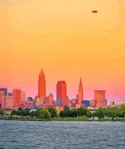Downtown Cleveland At Sunset diamond painting