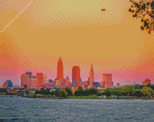 Downtown Cleveland At Sunset diamond painting