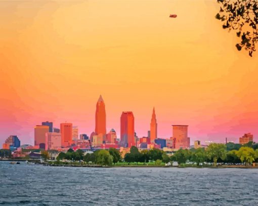 Downtown Cleveland At Sunset diamond painting