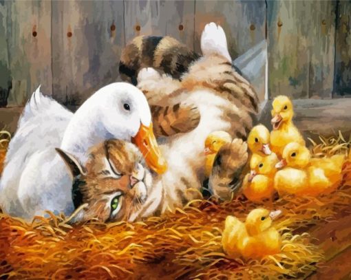 Duck And Cat Friends diamond painting