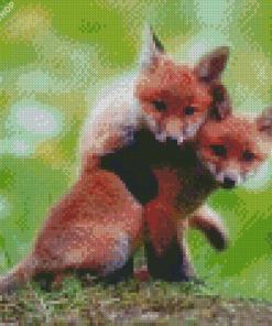 Fox Cubs diamond painting