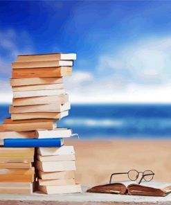 Glasses With Books And Beach diamond painting