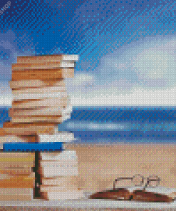 Glasses With Books And Beach diamond painting