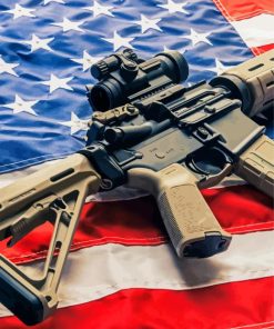 Gun On American Flag diamond painting