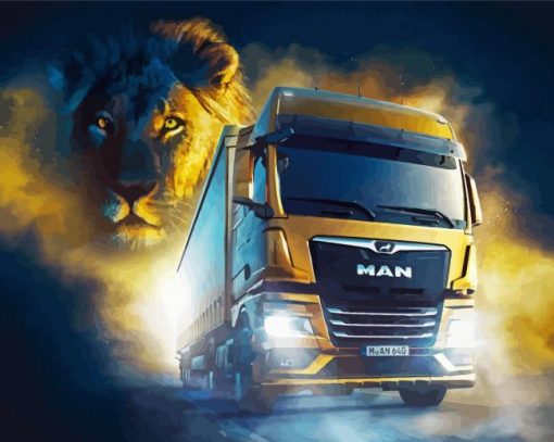 Lion Man Truck diamond painting