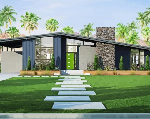 Mid Century Modern Exterior House diamond painting