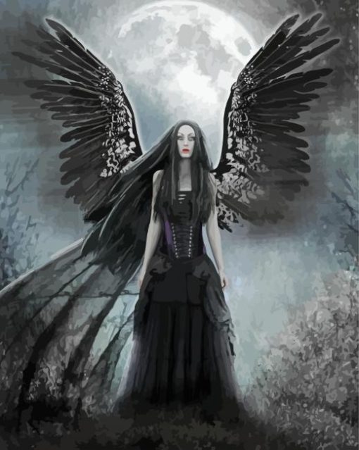 Moonlight Black Angel diamond painting