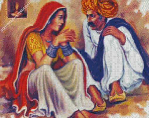 Rajasthani Girl And Man diamond painting