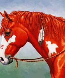 Red Native American Horse diamond painting