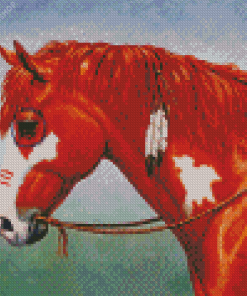 Red Native American Horse diamond painting